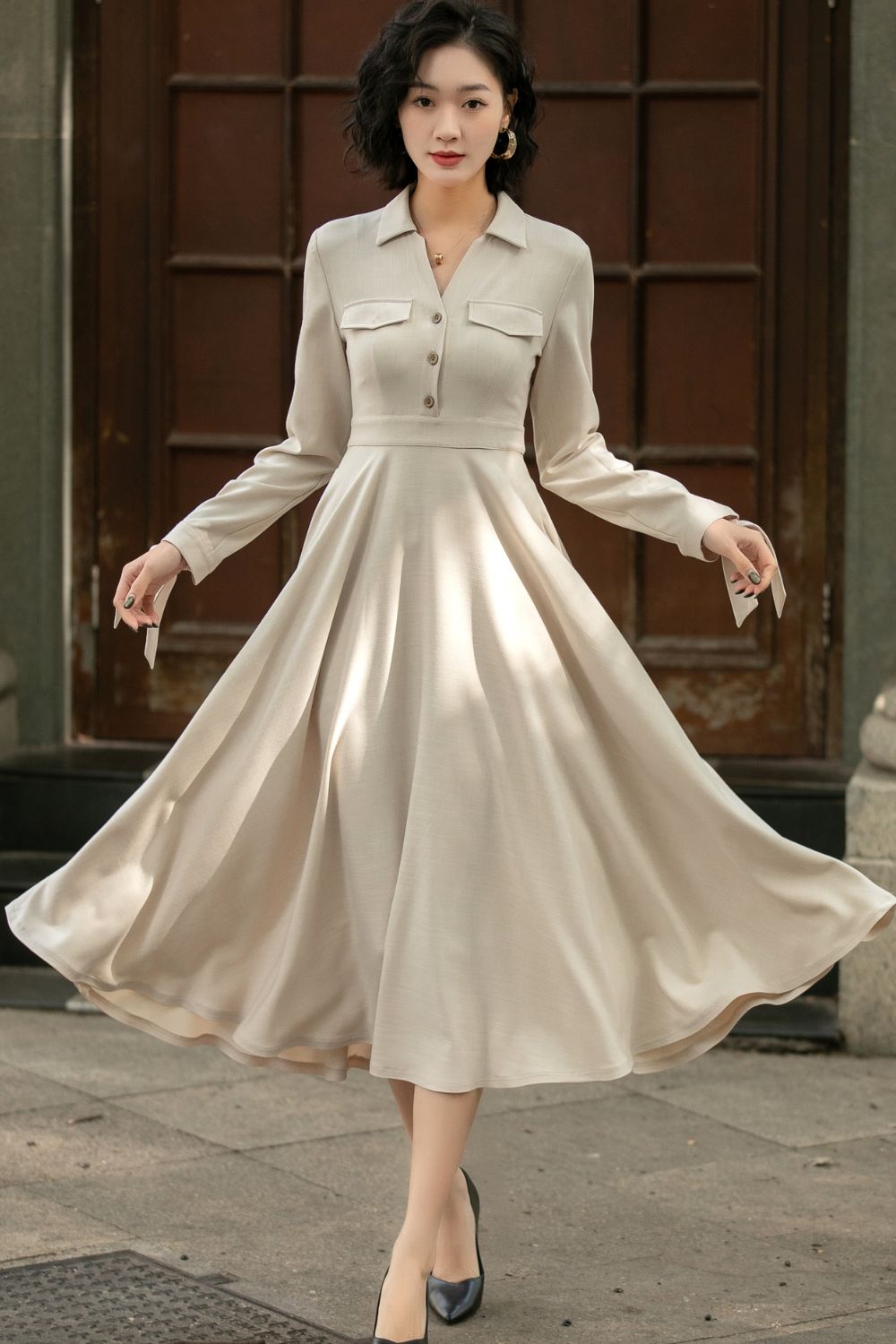 long sleeve wrap bridesmaid dress Wedding dress see through sleeves 8 US / Natural White