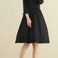 Vintage inspired little black linen dress women 2794