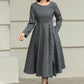 Classic Grey Wool Midi Dress with Button Detail 6423