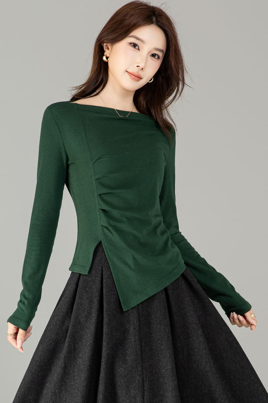 Asymmetrical autumn knit top women 6504