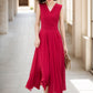 Burgundy sleeves summer prom chiffon dress 5173