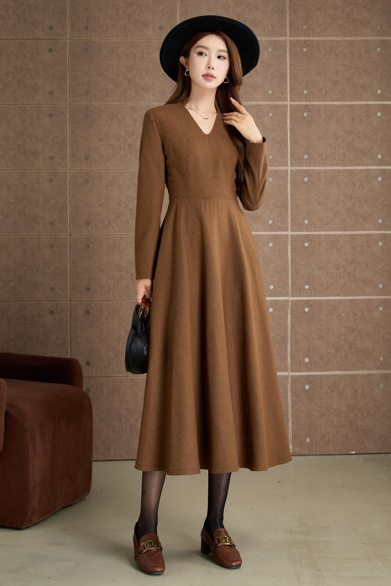 brown fit and flare dress Wool Midi with Belt The A Better Plan Cotton Poplin Belted Midi Dress combines timeless tailoring with everyday versatility in a silhouette youll reach for again and again Brown Wool Fit and Flare