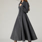 Gray winter long wool coat with pockets 5479