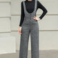 Long Suspender Wool Pants Women 6428