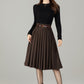 Vintage Wool Blend Circle Skirt – Handmade Knee Length Winter Skirt with Pockets | Xiaolizi 6499