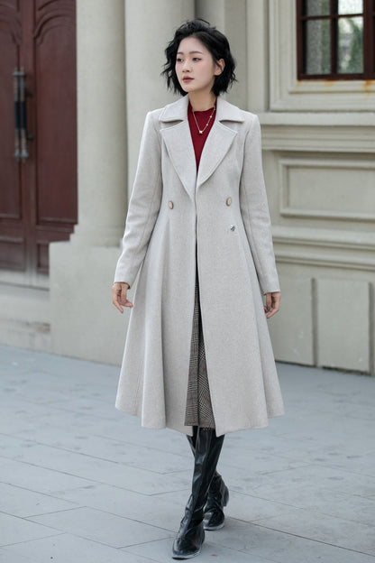 Vintage Wool Blend Coat – Handmade Winter Overcoat with Lining 5456