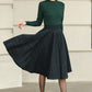 Knee length plaid winter wool skirt 6511
