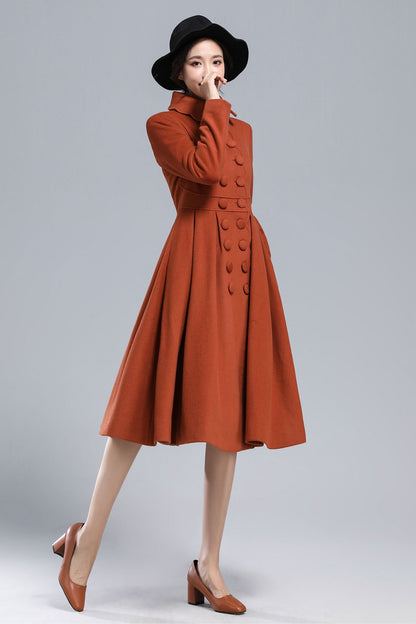 Handmade Caramel Wool Coat – Vintage Princess Winter Maxi Overcoat 3164