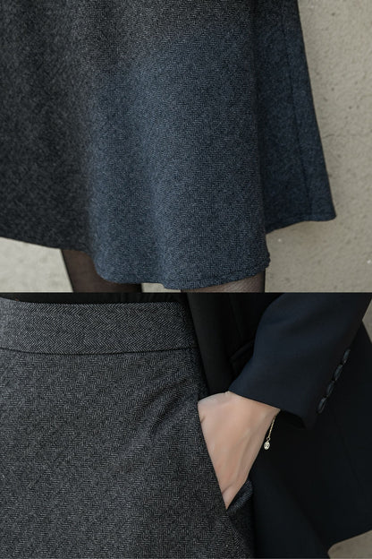 A line wool skirt with pockets 5309