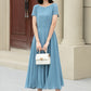 Blue swing midi summer prom chiffon dress 5147