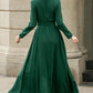 Green Wrap Linen Dress for Women 5673