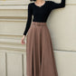 Brown button front a line wool skirt 5453