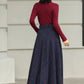 Handmade Charcoal Grey Plaid Wool Maxi Skirt – High Waist Winter Elegance | Xiaolizi 6426