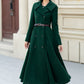 Green long double breasted winter wool coat 5452