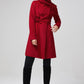 Women's Hooded Wool Coat - Double Breasted Red Winter Coat 5612