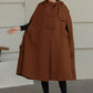 Handmade Wool Hooded Cape – Vintage Winter Cloak Coat with Pockets 6527