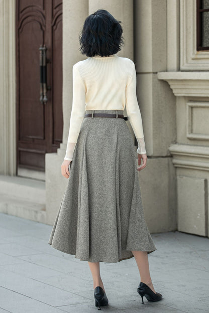 A line wool skirt with pockets 5313