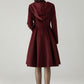 Hooded Burgundy Wool Coat – Vintage Fit & Flare Short Winter Coat | Xiaolizi 6572