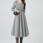 Gray midi wool dress for women 5304