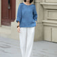 Blue summer linen top blouse 5221