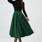 Button front green midi wool skirt 5322