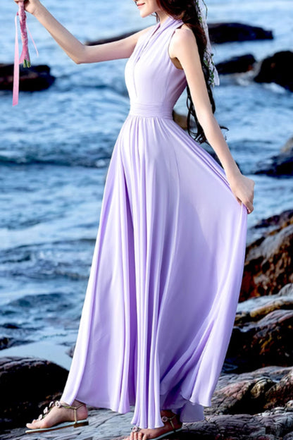 Maxi halter chiffon fit and flare wedding dress 5160