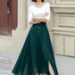 Maxi dark green summer chiffon skirt women 5220