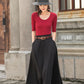 Black A Line Maxi  Linen Skirt with Pockets  2779