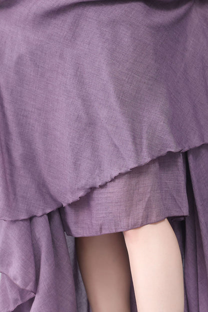Handmade Linen Maxi Skirt – Lavender Swing Circle Skirt for Summer | Xiaolizi 3560