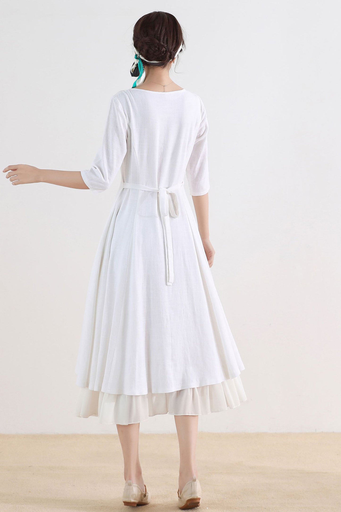 Little white dress with high low hem 2517