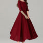 Swing red midi summer linen dress 4908