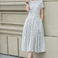 Black and white polka dot summer linen dress 5225