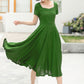 Family Gathering Linen Green Midi Women Dress 6051