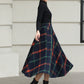 Xiaolizi Plaid Wool Midi Skirt for Women – Handmade A-Line Winter Mid-Length Skirt 6607