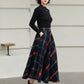 Xiaolizi Plaid Wool Midi Skirt for Women – Handmade A-Line Winter Mid-Length Skirt 6607