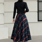 Xiaolizi Plaid Wool Midi Skirt for Women – Handmade A-Line Winter Mid-Length Skirt 6607