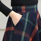Xiaolizi Plaid Wool Midi Skirt for Women – Handmade A-Line Winter Mid-Length Skirt 6607