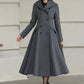 Xiaolizi Gray Hooded Wool Coat for Women – Handmade A-Line Double-Breasted Winter Coat 6609