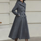Xiaolizi Gray Hooded Wool Coat for Women – Handmade A-Line Double-Breasted Winter Coat 6609