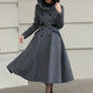 Xiaolizi Gray Hooded Wool Coat for Women – Handmade A-Line Double-Breasted Winter Coat 6609