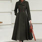 Xiaolizi Olive Green Handmade Wool Coat – Vintage A-Line Double Breasted Winter Coat 6611