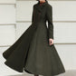 Xiaolizi Olive Green Handmade Wool Coat – Vintage A-Line Double Breasted Winter Coat 6611