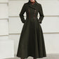 Xiaolizi Olive Green Handmade Wool Coat – Vintage A-Line Double Breasted Winter Coat 6611