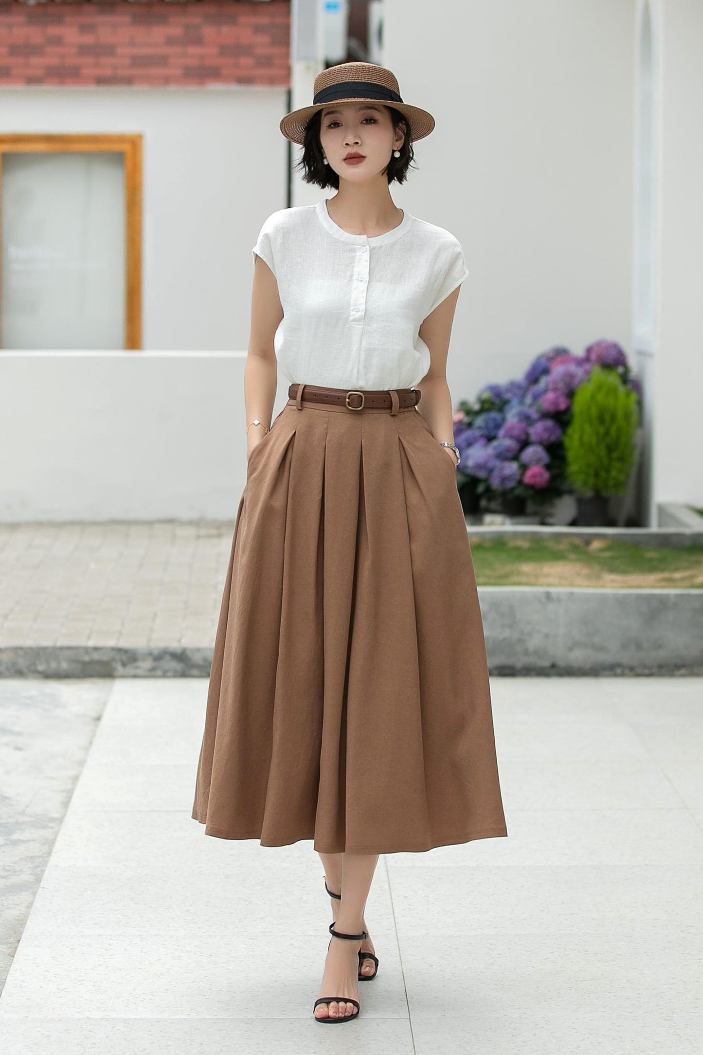 White Linen tops, Womens Summer Linen Blouse 5992