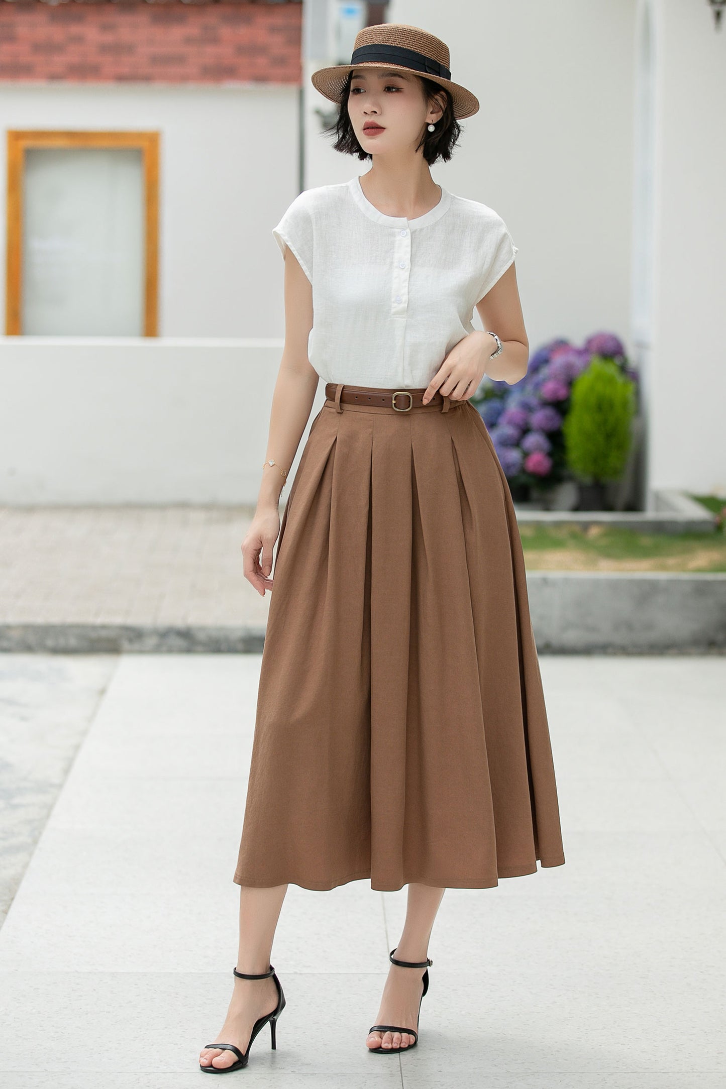 White Linen tops, Womens Summer Linen Blouse 5992