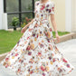 Family Gatherings dress, Floral Linen maxi dress 6045