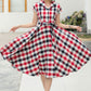 Plaid shirt linen Women Midi summer dress 6046