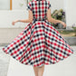 Plaid shirt linen Women Midi summer dress 6046