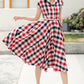 Plaid shirt linen Women Midi summer dress 6046