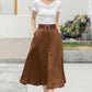 Brown A Line Midi Skirt for women 6047